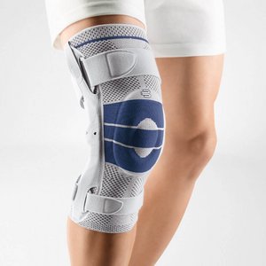 Stabilisierende Kniebandage mit limitierbaren Gelenkschienen