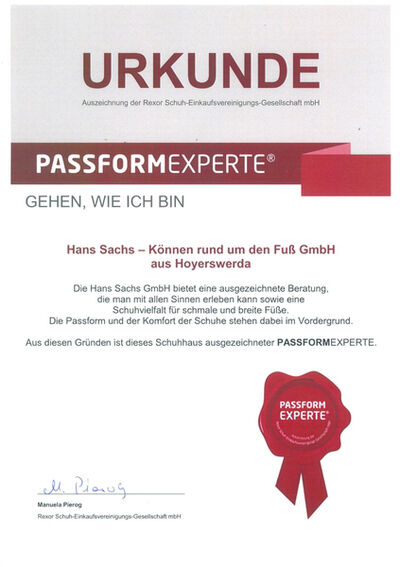 Bild Abschluss des Zertifikates für den Passformexperten 